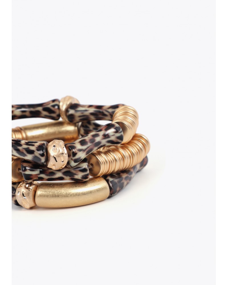 Pulseras elásticas en efecto bambú animal print Lola Casademunt