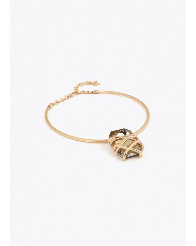 Choker metálico maxi cristal con detalles metálicos Lola Casademunt