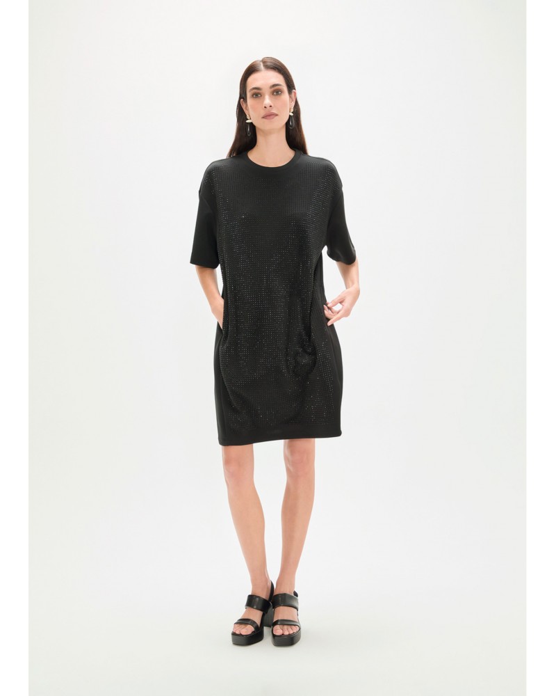 Vestido tipo camiseta con strass Lola Casademunt