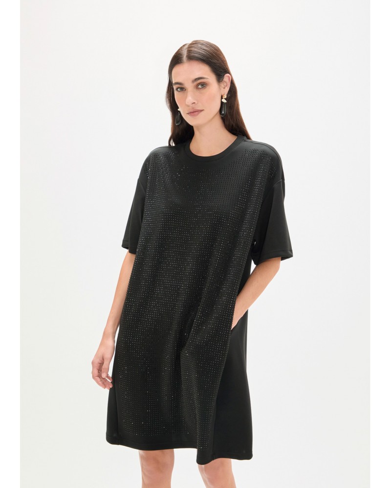 Vestido tipo camiseta con strass Lola Casademunt