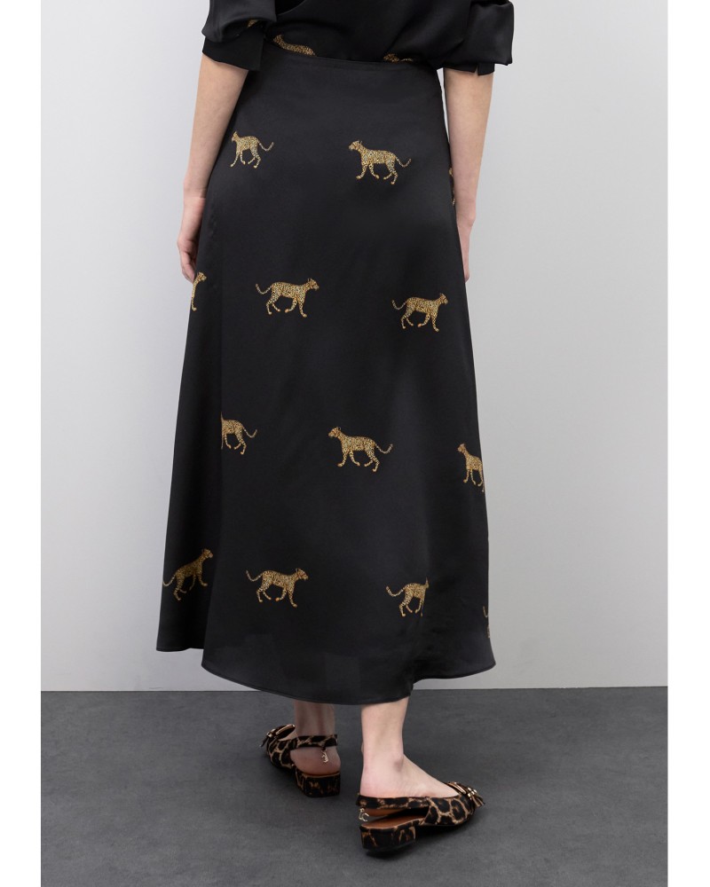 Falda satinada print leopardo Lola Casademunt