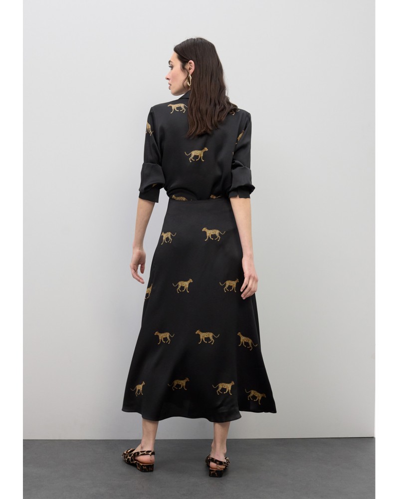 Falda satinada print leopardo Lola Casademunt