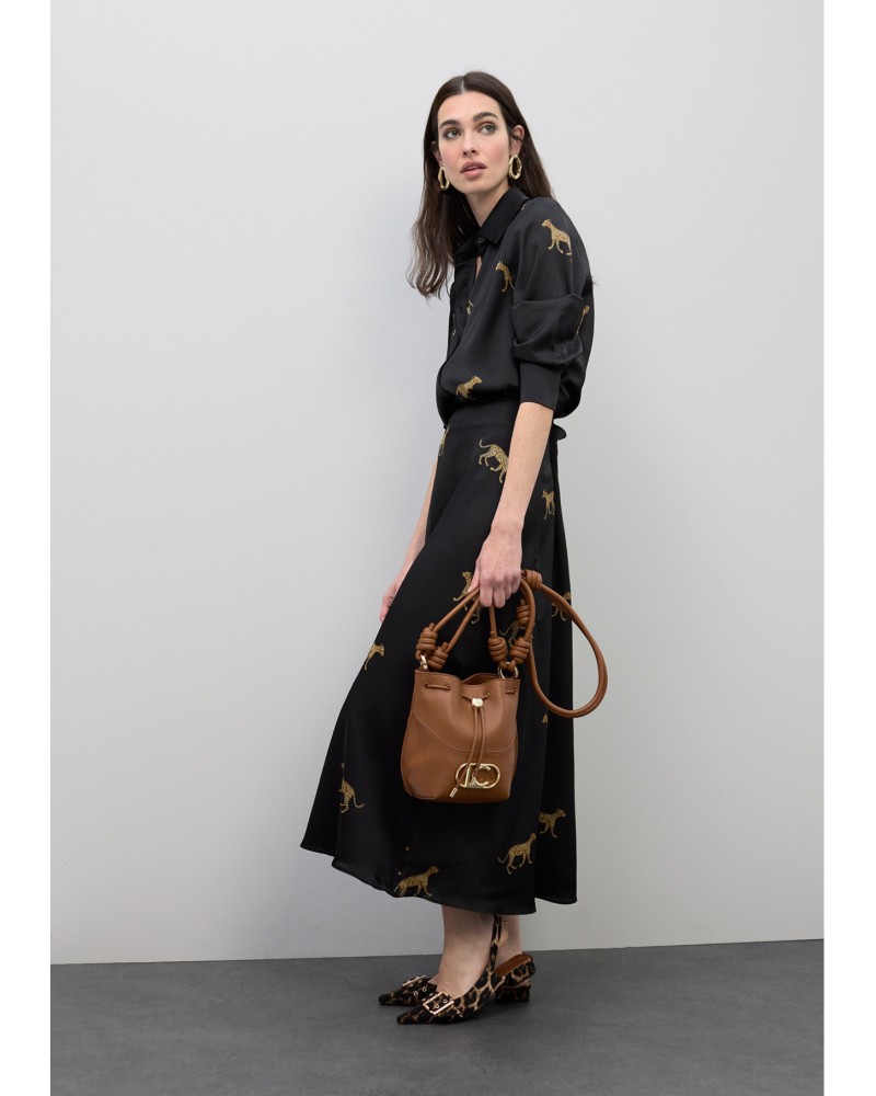 Falda satinada print leopardo Lola Casademunt