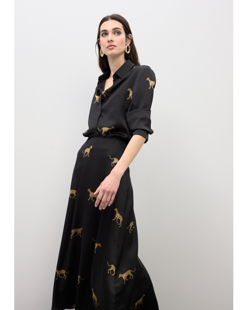 Falda satinada print leopardo Lola Casademunt