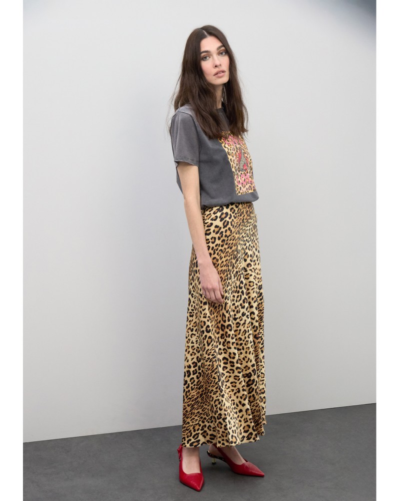 Falda satinada estampado animal Lola Casademunt