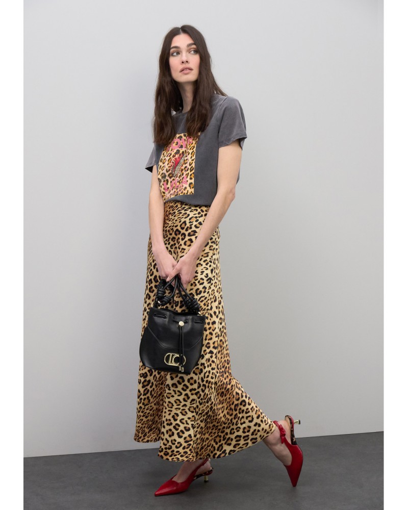 Falda satinada estampado animal Lola Casademunt