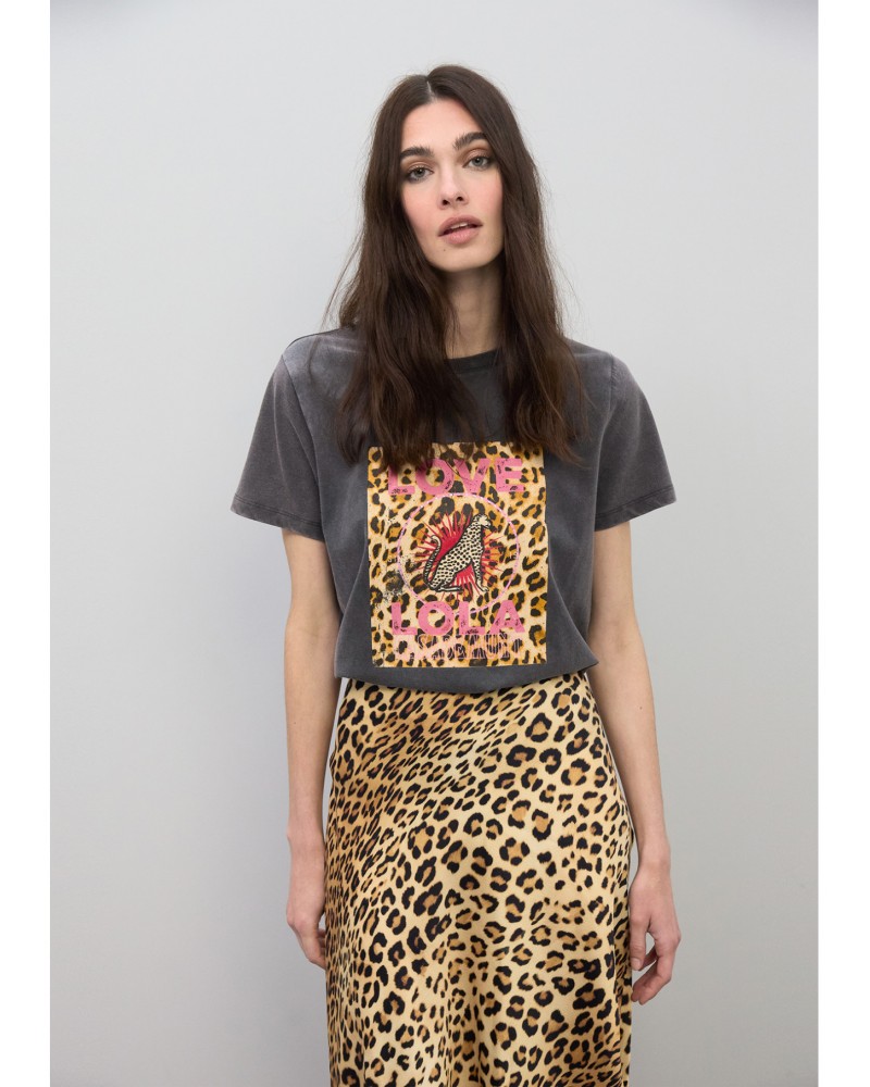 Falda satinada estampado animal Lola Casademunt