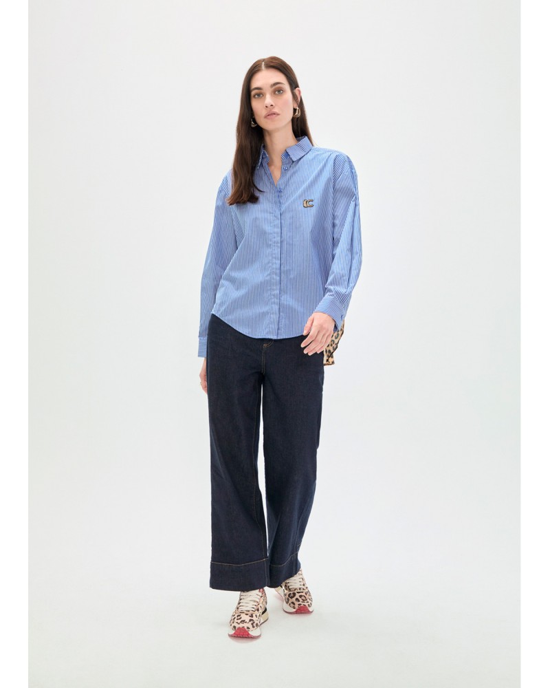 Camisa popelin rayas leopardo Lola Casademunt