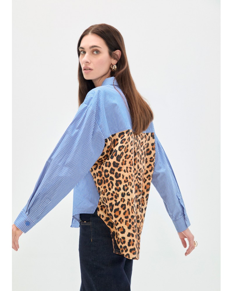 Camisa popelin rayas leopardo Lola Casademunt