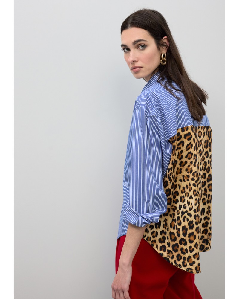 Camisa popelin rayas leopardo Lola Casademunt