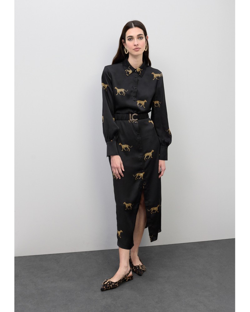 Vestido satinado print leopardo Lola Casademunt