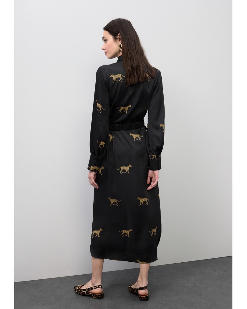 Vestido satinado print leopardo Lola Casademunt
