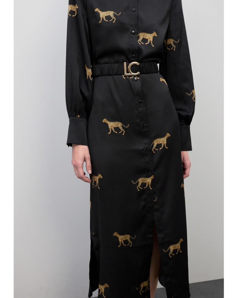 Vestido satinado print leopardo Lola Casademunt