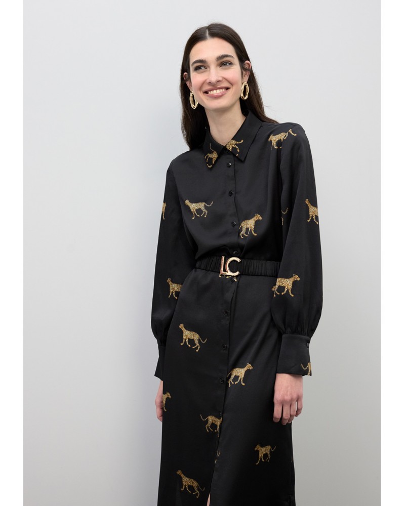 Vestido satinado print leopardo Lola Casademunt