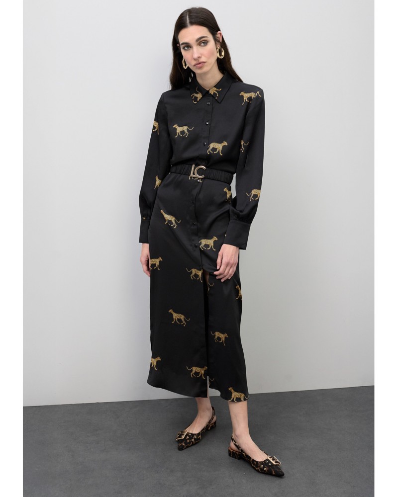 Vestido satinado print leopardo Lola Casademunt