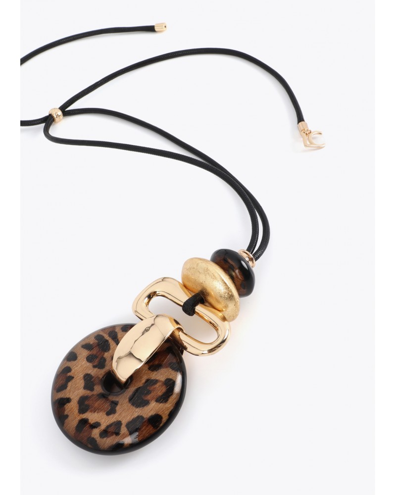 Collar largo colgante animal print y dorado Lola Casademunt