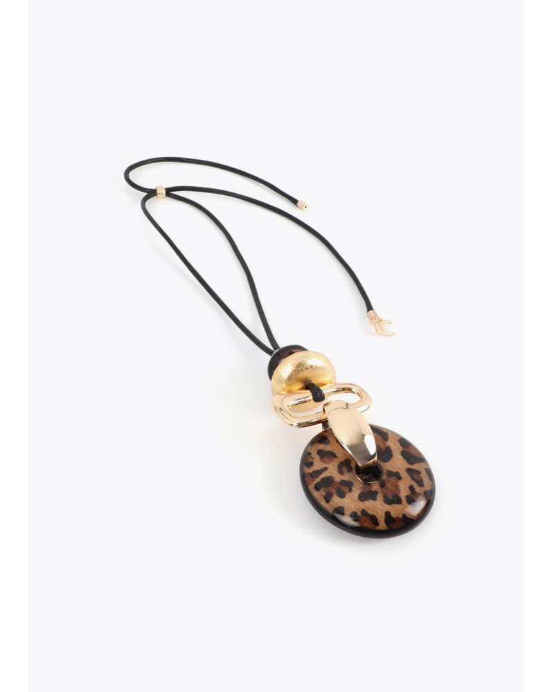 Collar largo colgante animal print y dorado Lola Casademunt