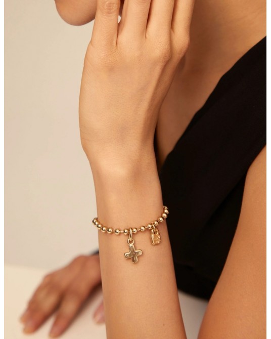 Pulsera bolitas baño oro UNOde50