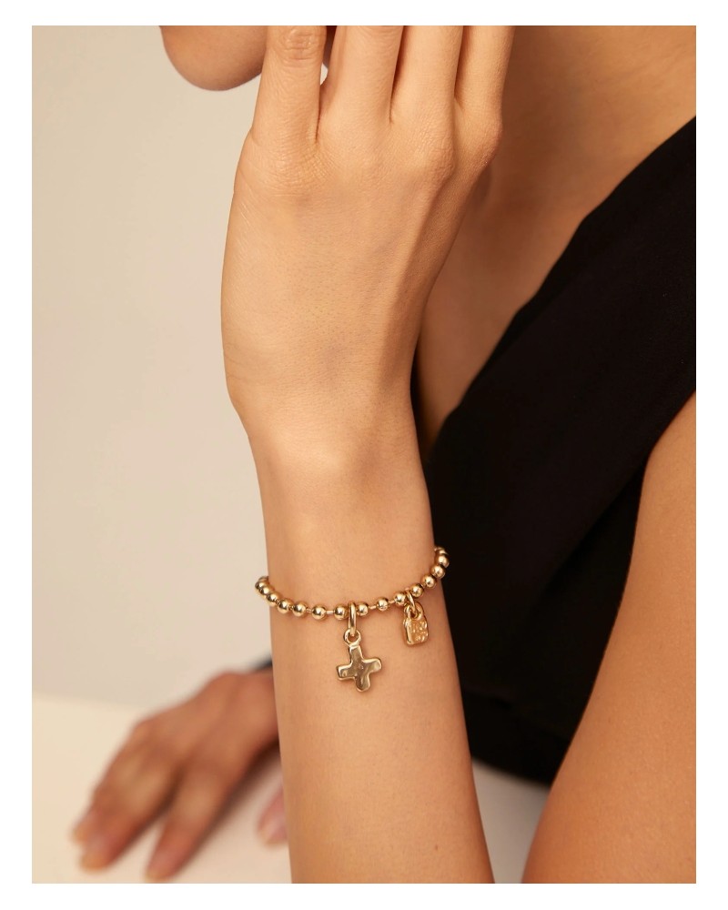 Pulsera bolitas baño oro UNOde50