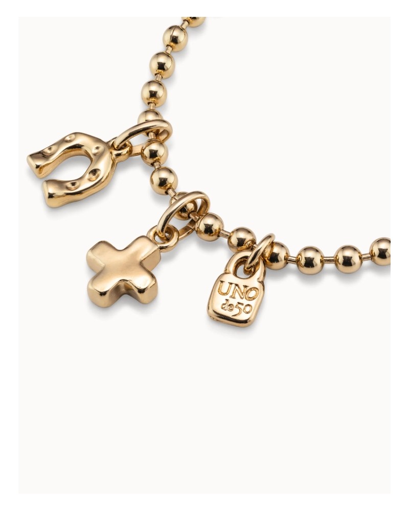 Pulsera bolitas baño oro UNOde50