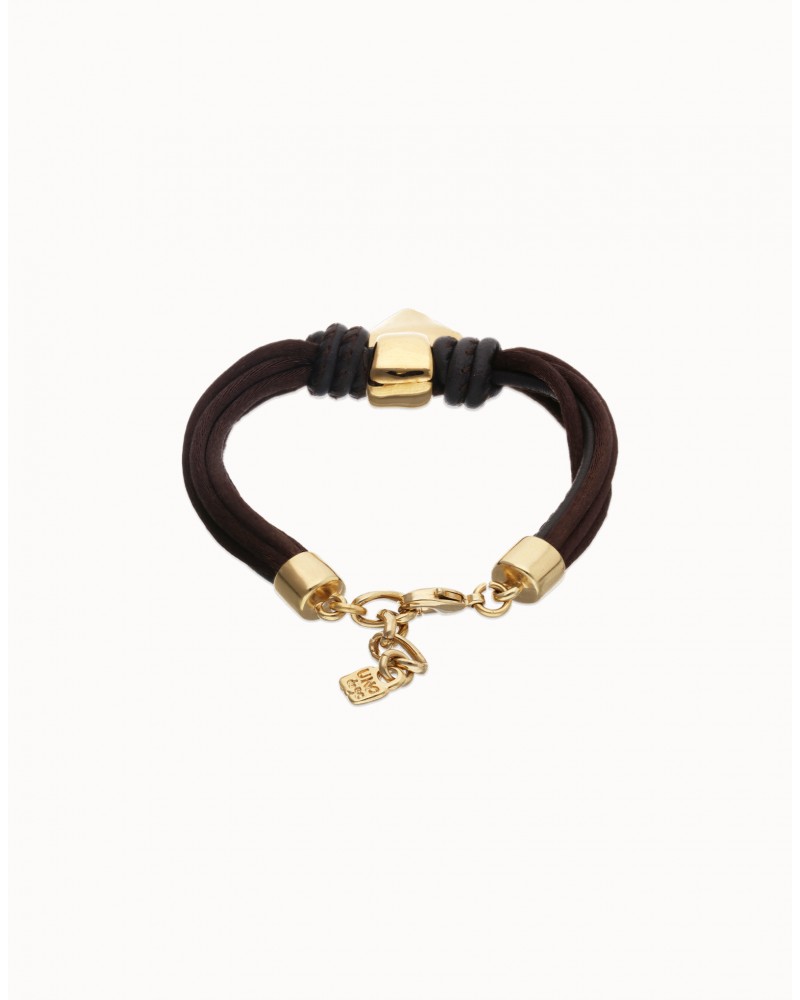 Pulsera hilo de seda baño oro UNOde50
