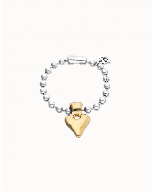 Pulsera bolas baño plata corazòn baño oro UNOde50