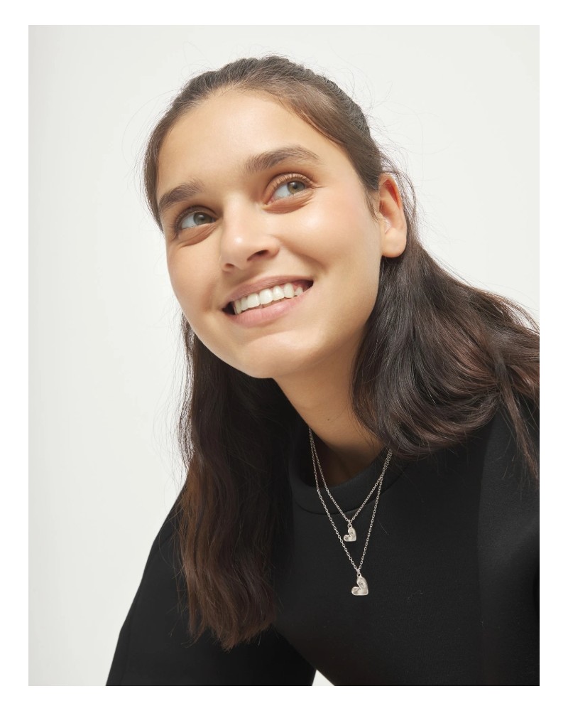 Collar doble baño plata corazòn UNOde50