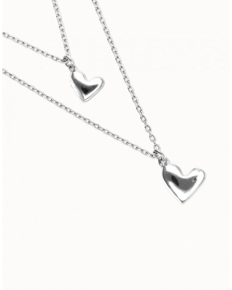 Collar doble baño plata corazòn UNOde50