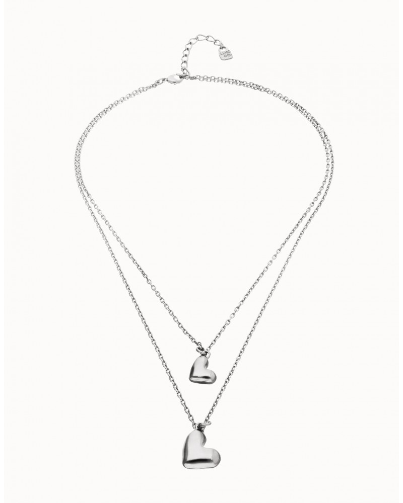 Collar doble baño plata corazòn UNOde50