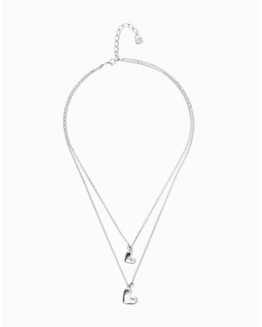 Collar doble baño plata corazòn UNOde50