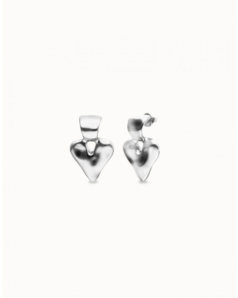 Pendientes de corazón bañado plata UNOde50