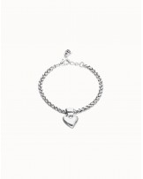 Pulsera con cadena y corazòn baño plata UNOde50