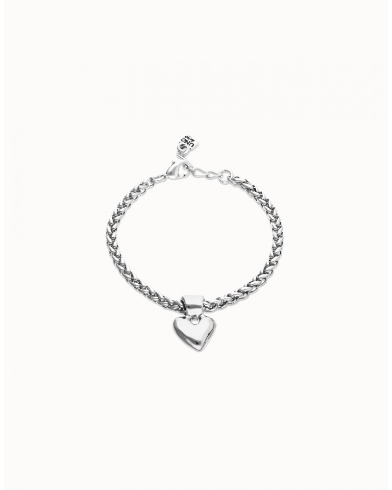 Pulsera con cadena y corazòn baño plata UNOde50