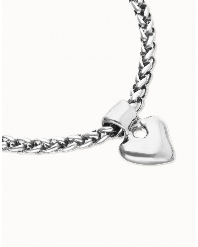 Pulsera con cadena y corazòn baño plata UNOde50