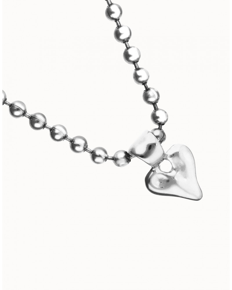 Collar bolas bañado plata con corazòn UNOde50