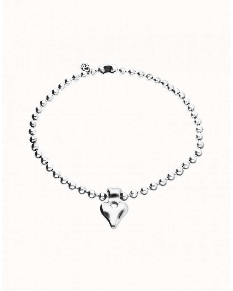 Collar bolas bañado plata con corazòn UNOde50