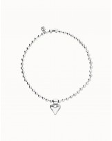 Collar bolas bañado plata con corazòn UNOde50