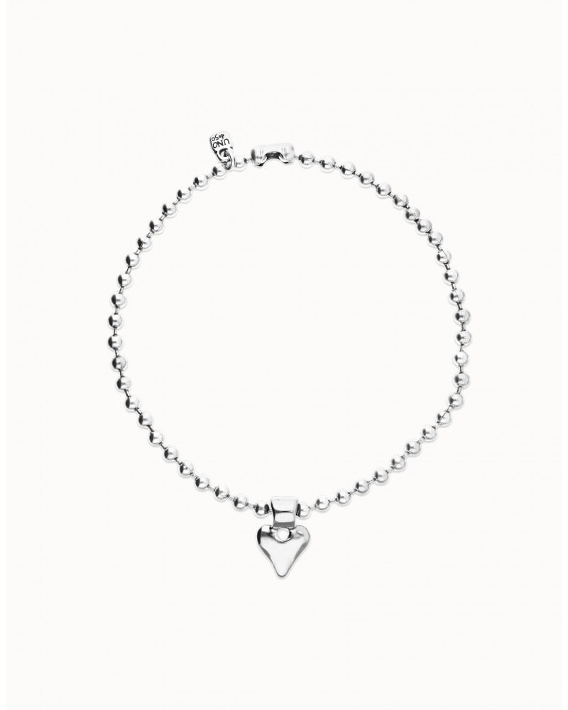 Collar bolas bañado plata con corazòn UNOde50