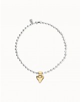 Collar bolas bañado plata con corazòn ORO UNOde50