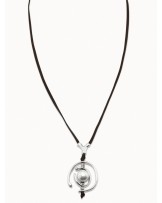 Collar cuero con perla bañado plata UNOde50