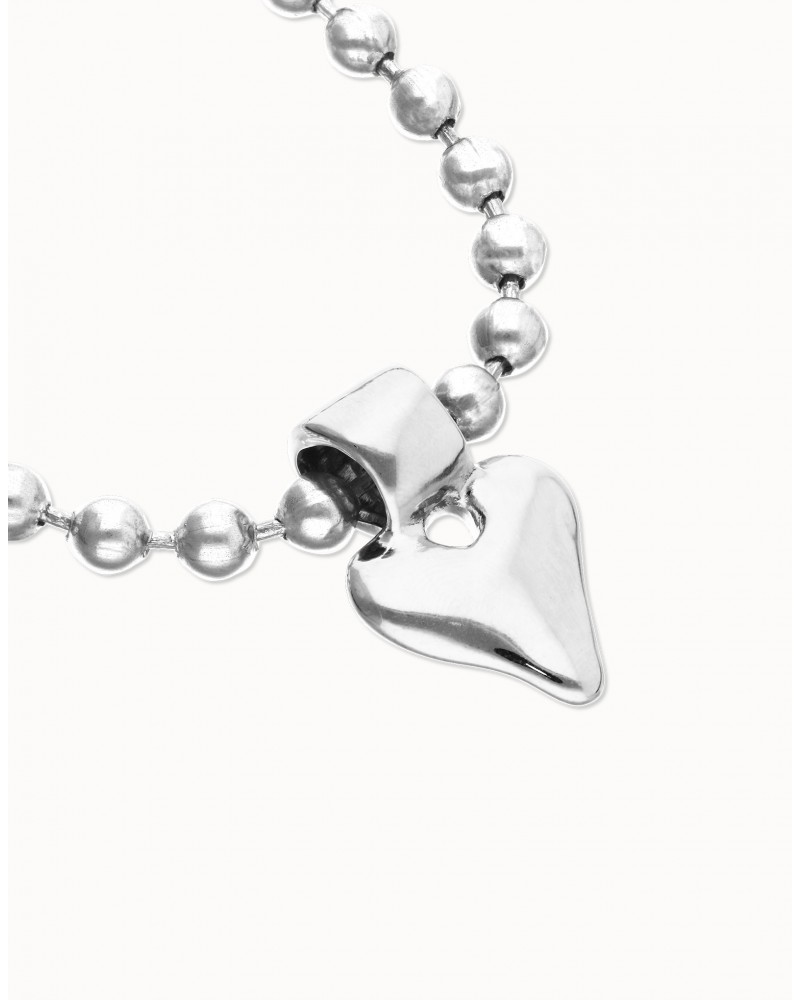 Pulsera bolas baño plata corazòn UNOde50