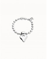 Pulsera bolas baño plata corazòn UNOde50