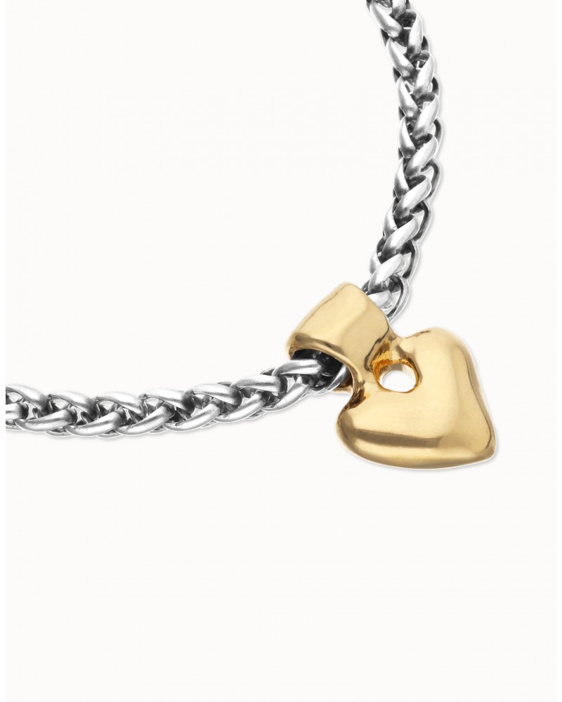 Pulsera con cadena y corazòn baño ORO UNOde50