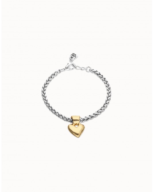 Pulsera con cadena y corazòn baño ORO UNOde50