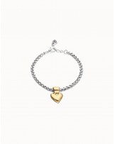 Pulsera con cadena y corazòn baño ORO UNOde50