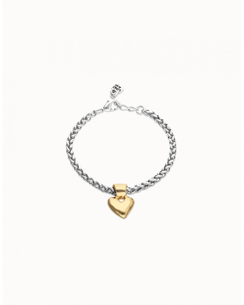 Pulsera con cadena y corazòn baño ORO UNOde50