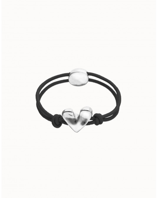 Pulsera elàstica con corazòn baño plata UNOde50