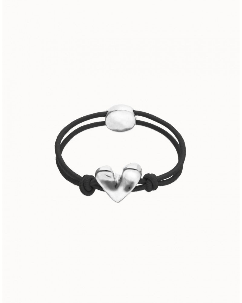 Pulsera elàstica con corazòn baño plata UNOde50