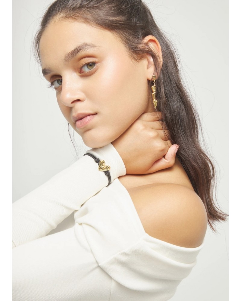 Pulsera elàstica con corazòn baño ORO UNOde50