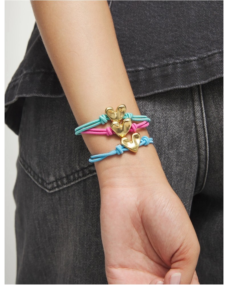 Pulsera elàstica con corazòn baño ORO UNOde50